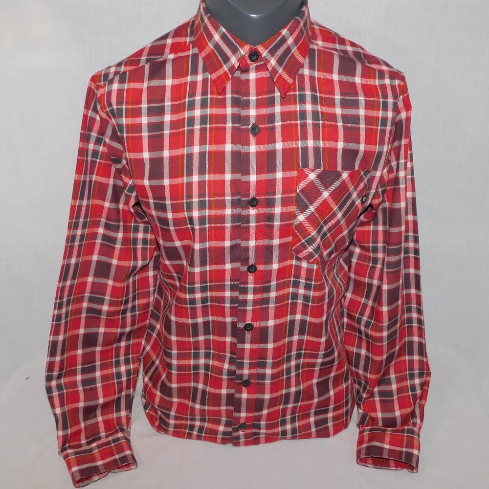 Marmot Red Black White Plaid Long Sleeve Button Front Shirt Mens M